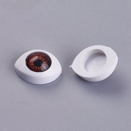 Dúhové oči, na hračky, plastové, hnedé, 10,5x14x6mm, 10ks
