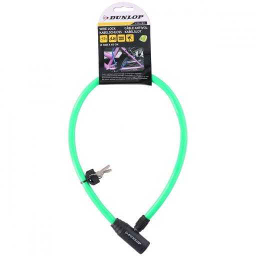 DUNLOP BIKE LOCK ZÁMOK KÁBLOVÝ 0,4x65CM ZELENÝ