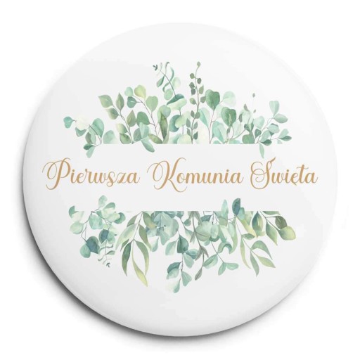 Špendlík na oblečenie pre deti Prvé sväté prijímanie, zelený eukalyptus