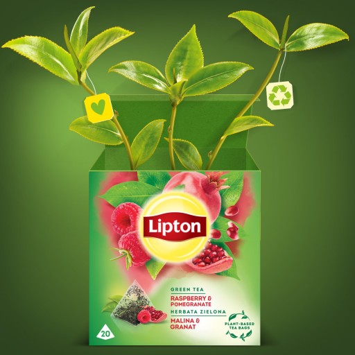 Lipton Raspberry Pomegranate expresné zelené čajové pyramídy 20 ks 28g