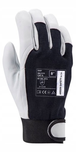 Kožou vystužené ochranné pracovné rukavice so zapínaním na suchý zips Ardon Easy 1-XL