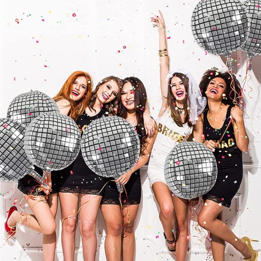 FÓLIOVÝ BALÓN DISCO GUĽA VEĽKÁ 40 CM METALICKÝ STRIEBORNÝ PROM 24h
