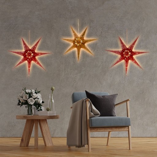 VIANOČNÁ hviezda svietiaca závesná ZLATÁ dekoračná lampa 60 cm
