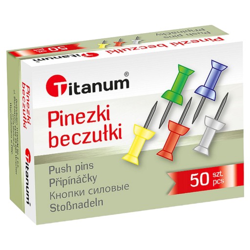 Špendlíky na korkovú tabuľu, farebné súdky, 50 ks