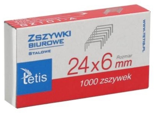 Oceľové kancelárske sponky Tetis 24x6 mm 1000 sponiek