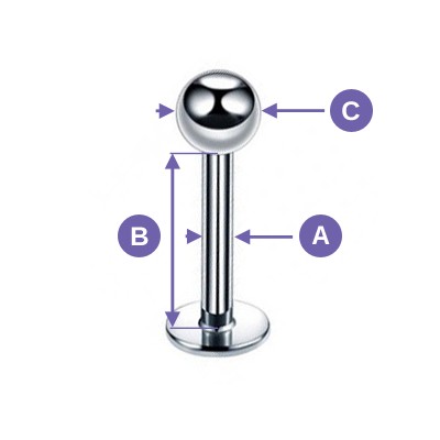 Labret - klasický farebný - PIERCING - 1,2/8/3