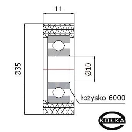 Polyuretánový prítlačný valček fi.35mm s ložiskom