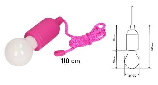 LED turistická lampa 1W nočné svetlo na šnúrovom stane Camping Pink