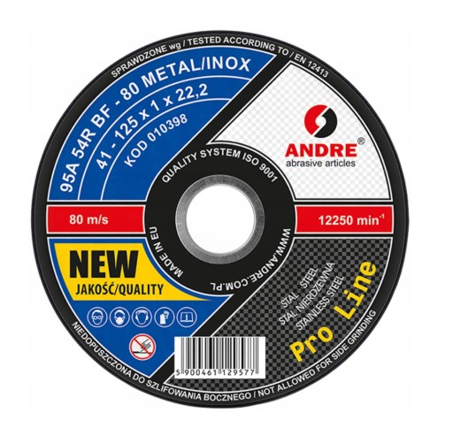 REZNÉ KOTÚČE Andre 125x1,0x22,2 mm KOV/INOX