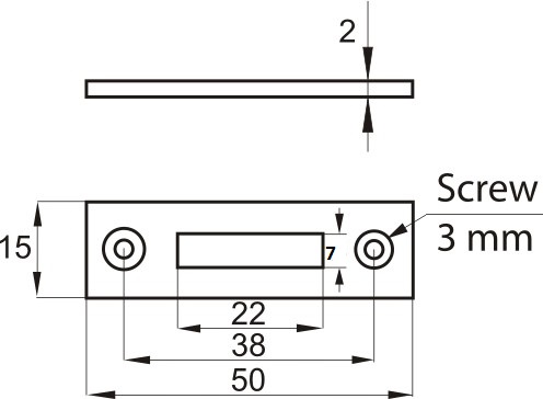 Doska s otvorom na nábytkový zámok 50x15x2mm