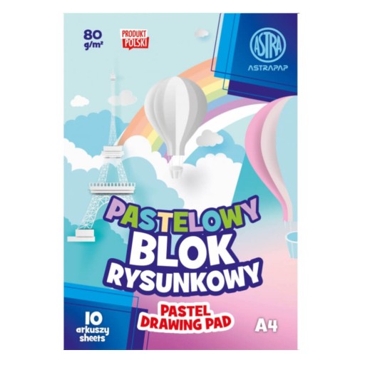 A4 pastelový blok na kreslenie 10 listov 80g/m2 ASTRA