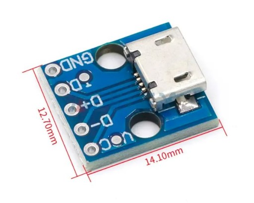 Micro USB 5pinová zásuvka rozhrania prispájkovaná k PCB + Goldpin ARDUINO