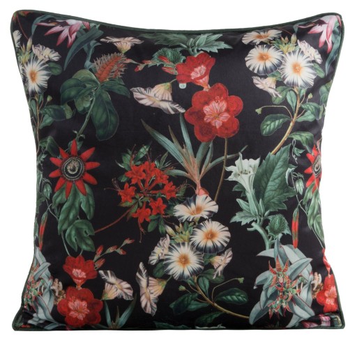 Dekoračný obliečka na vankúš Flowers 45x45 Velvet 102 Black+Green