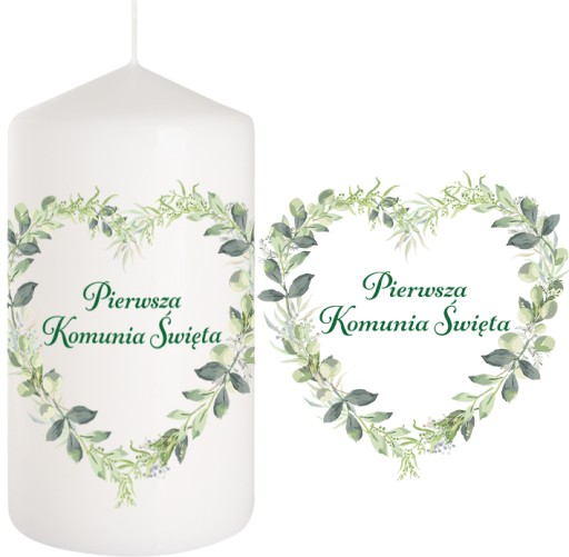 SVIEČKA Sväté prijímanie Dekoračný stôl na sviečku SVÄTÉ prijímanie Listy srdiečka 15cm