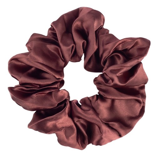 RUB NA VLASY SCRUNCHIE, SATÉN, ČOKOLÁDOVÁ HNEDÁ