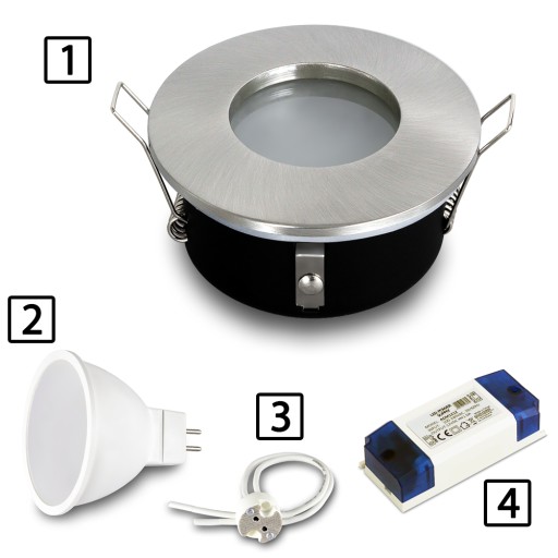 Halogénové stropné svietidlo, kúpeľňové, podhľad IP44 LED INOX, hermetické
