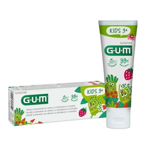 Jahodová zubná pasta pre deti 3+ GUM KIDS Sunstar 50 ml