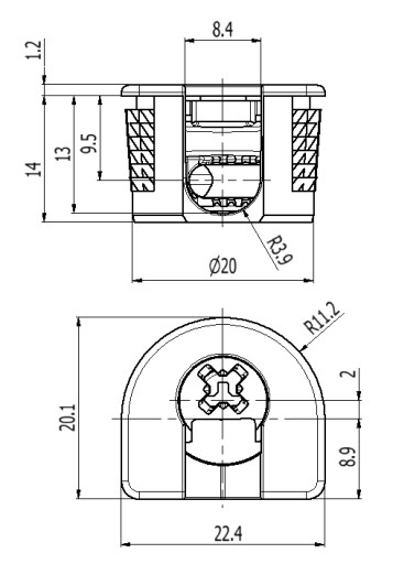 10x Excentrická spojka na nábytok pre rozmery 18-19mm, čierna