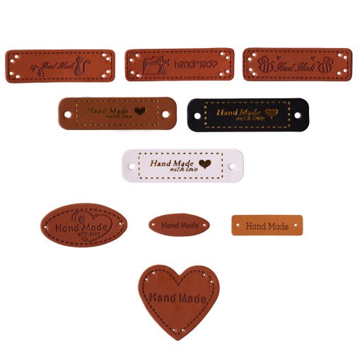 Etiketa z ekokože HANDMADE LOVE, biela 1165
