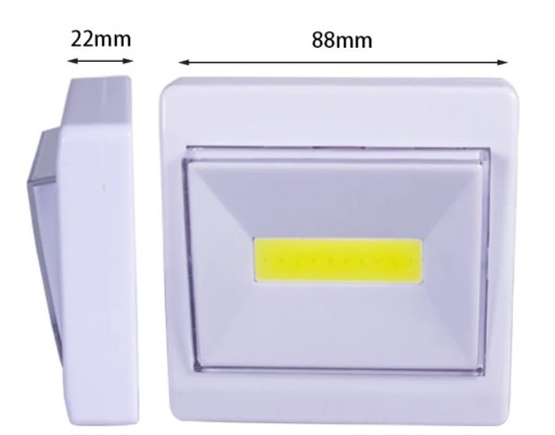 ŠATNÍKOVÁ LAMPA COB 3W LED SPÍNAČ, NA BATÉRIOVÉ OVLÁDANIE + MAGNET + VELCRO