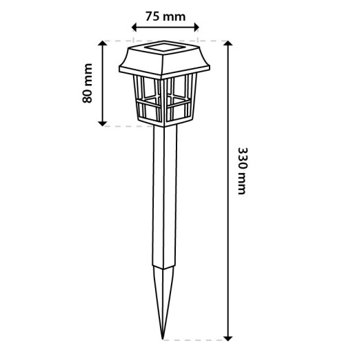 Solárny stĺp malý čierny lampáš studené svetlo 6500K ASTRUM LUMILED