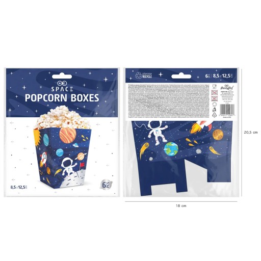 POPCORNOVÉ KRABIČKY NA SLADKOSTI vesmírny astronaut 6 ks k narodeninám detí