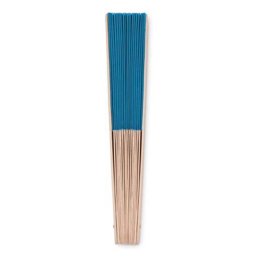 DREVENÝ VENTILÁTOR, skladací, MATERIÁL, veľký, 41 cm, elegantný modrý