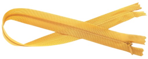 Zips 40 cm, skrytý špirálový zips, horčica