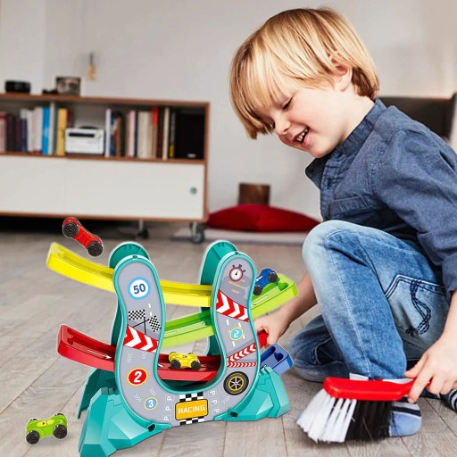 AUTOMATICKÁ DRÁHA RAMPOVÁ šmykľavka PRE DETI + AUTÍČKY A PRUŽINY