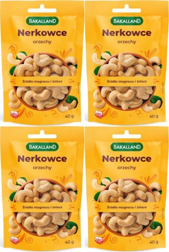 BAKALLAND KEŠU, CELÉ LÚPANÉ, NESOLENÉ 40G x4