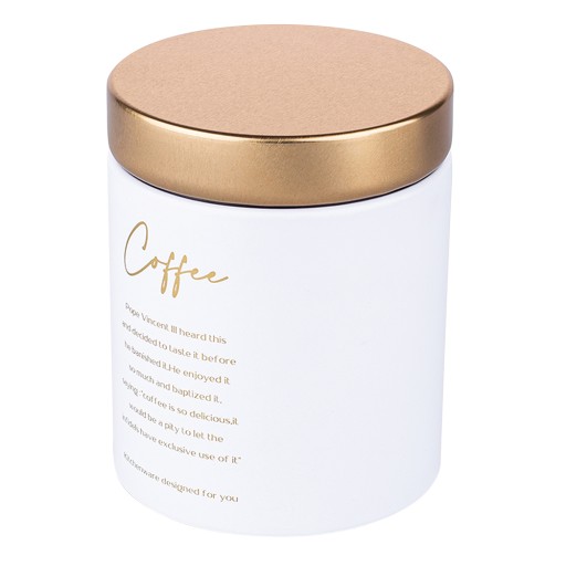 Dóza na kávu, kovová kuchynská nádoba, Altom Design Coffee, biela
