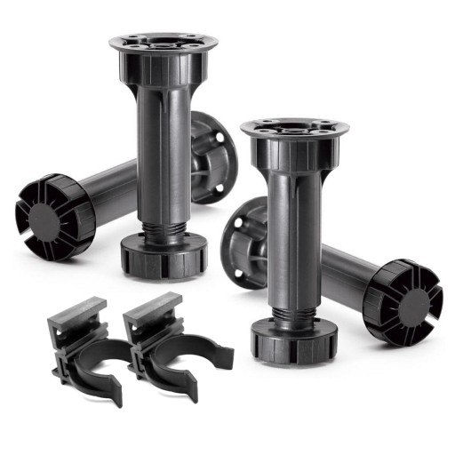 4 x kuchynská noha H-100 mm + 2 x klip, schválená 350 kg