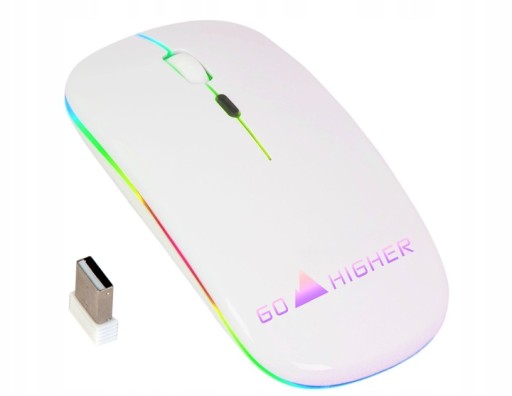 GO HIGHER KAMENNE ĽAHKÁ BEZDRÔTOVÁ RGB MYŠ Biela