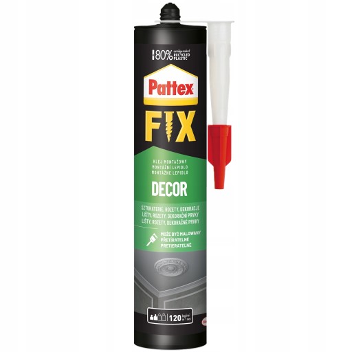 PATTEX FIX DECOR 380G DEKORATÍVNE MONTÁŽNE LEPIDLO NA VNÚTORNÉ LEPENIE
