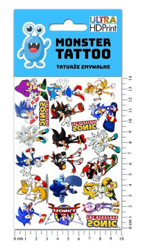 UMÝVAJÚCE DOČASNÉ TETOVANIE PRE DETI DETSKÉ SONIC ORIGINÁLNE DIZAJNY