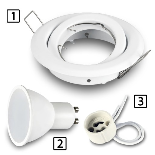 SET Biele halogénové svietidlo + žiarovka. LED GU10 7W