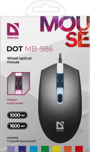 Defender DOT MB-986 1600dpi 4P káblová myš s LED podsvietením