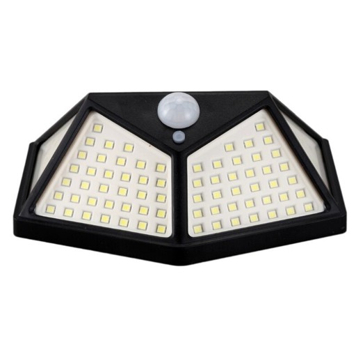 LED SVIETIDLO S POHYBOVÝM A SÚMRAKOVÝM SENZOROM SOLÁRNE 100LED NÁSTENNÉ SVÍTIDLO