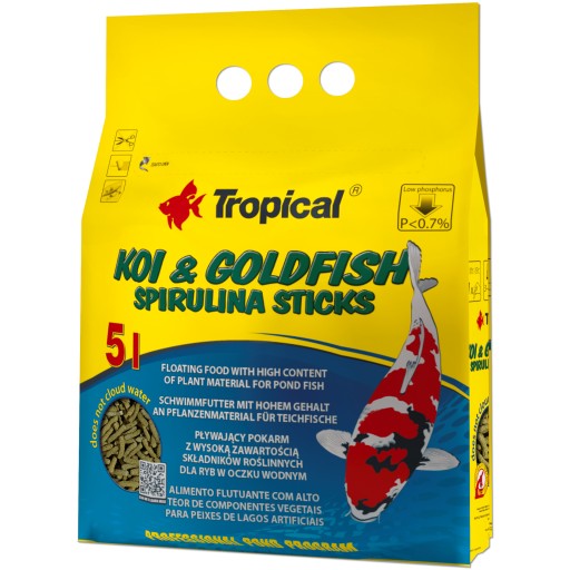TROPICAL Koi&Goldfish Spirulina tyčinky 400g/5L krmivo do jazierka