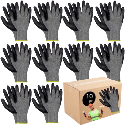 10x bavlnené rukavice silné latexové pracovné rukavice EcoDrago, veľkosť 9