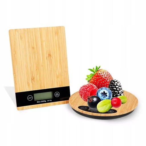 BAMBUSOVÁ ELEKTRONICKÁ KUCHYŇSKÁ VÁHA LCD 5KG 1G
