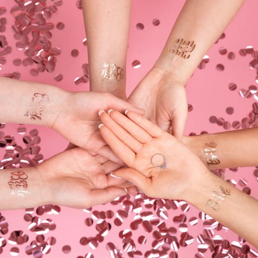 Tetovanie na sliepočku Bride to Be Rose gold Washable Bride's Team