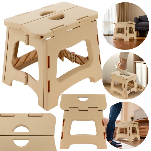 Stolička Taburetka rozkladacia Taburetka Beige Tourist 22cm Nosnosť 100kg