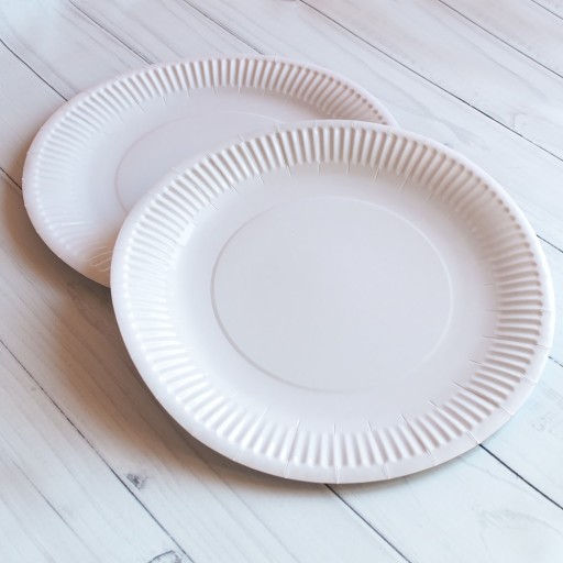 Taniere Jednorazové papierové dezertné taniere, biele, 18 cm, 100 kusov, EKO