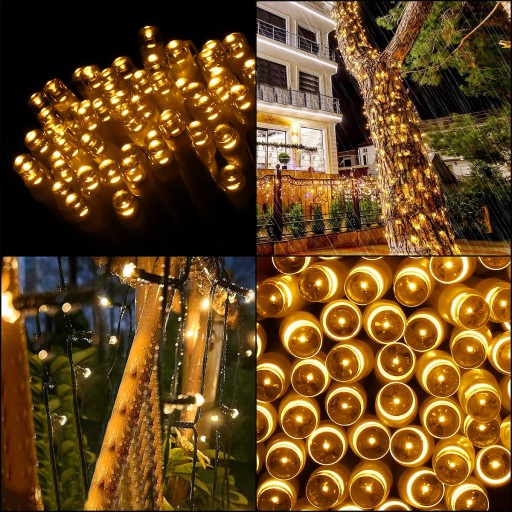 SOLÁRNE LAMPY 100LED VONKAJŠIE VNÚTORNÉ VNÚTORNÉ ZÁHRADA VIANOČNÝ STROMČEK TEPLEJ BIELY