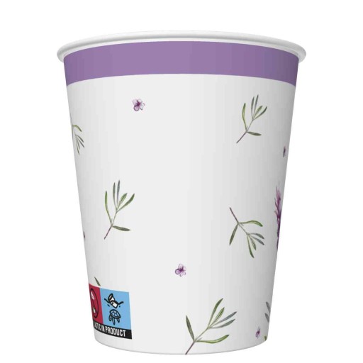 Poháre vres levanduľový papier 250 ml 8 ks narodeninové