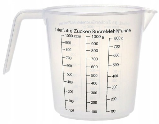 KUCHYŇSKÝ ODMERNÝ hrnček S ODBORNÝM džbánom ODMERA 1L