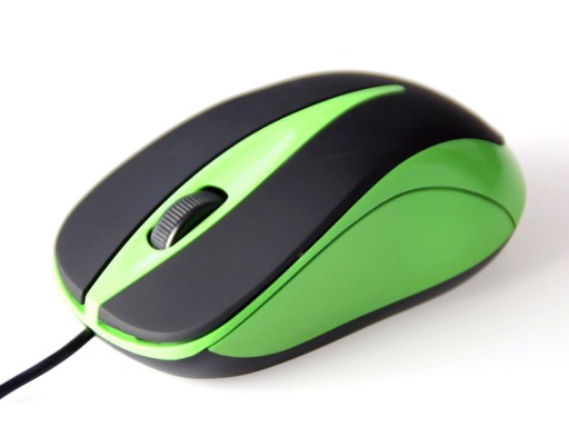 Káblová optická počítačová myš s rozlíšením 800 dpi, čierna a zelená, USB 2.0
