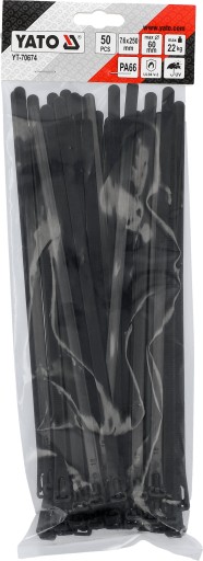 PLASTOVÉ KABELOVÉ SPOJKY, ČIERNA, 7,6x250mm, 50 ks. YATO TITULY