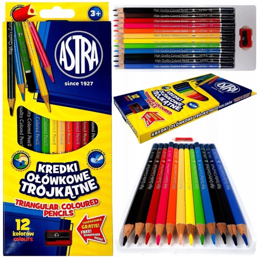 Astra Vision Trojuholníkové ceruzkové pastelky 12 farieb do školy + tepl. Astra